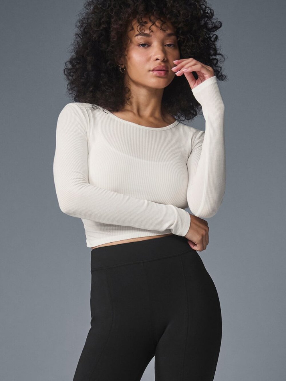 Alo Yoga Gather Long Sleeve Top Ivory L